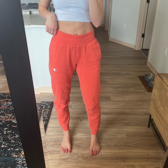 Coral/Orange Champion Sweatpants Super High Rise - Picture 4 of 6